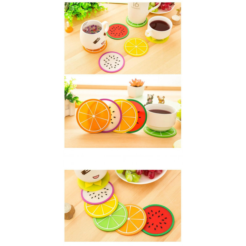 Set Fruit Coaster  Pads Silicone for Cup