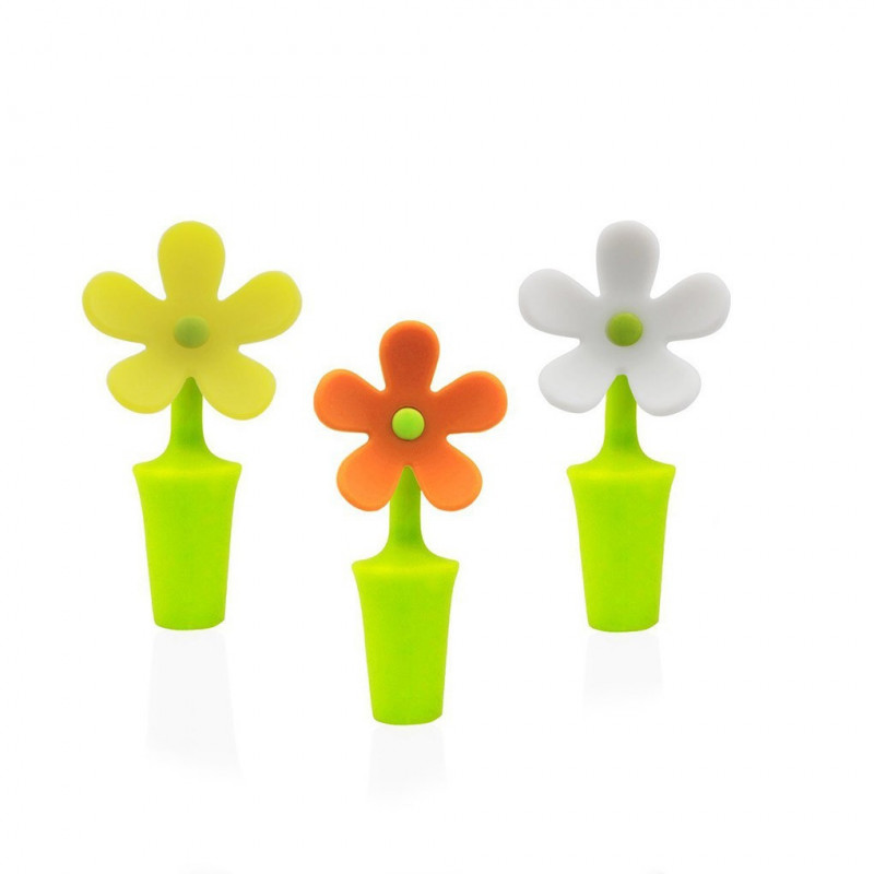 Flower Silicone Wine Stopper (Blue,deep-pink,Yellow)