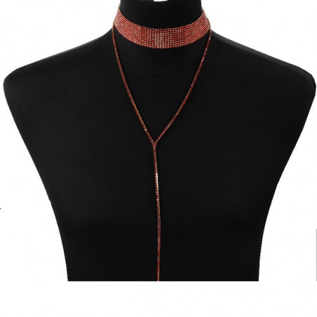 Red Long Chunky Neck Necklace