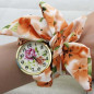 shady Ladies Butterfly orchid flower cloth wristwatch Color - Red (Orange, Yellow, Dark Violet)