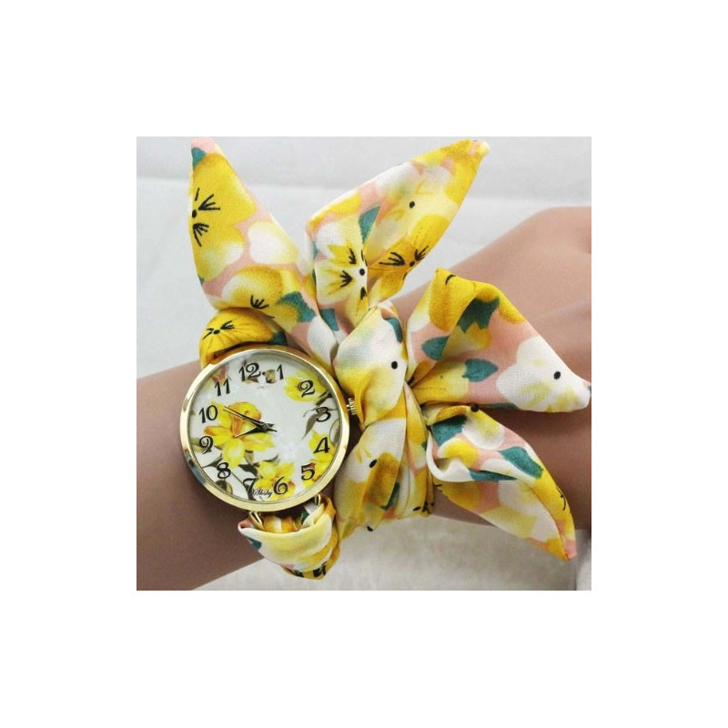 shady Ladies Butterfly orchid flower cloth wristwatch Color - Red (Orange, Yellow, Dark Violet)