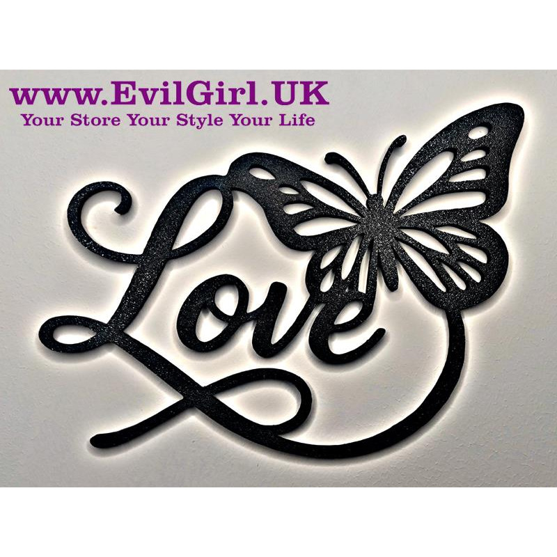 Love and Butterfly  Wall Decoration – Black Wall Art with a Touch of Romance and Nature